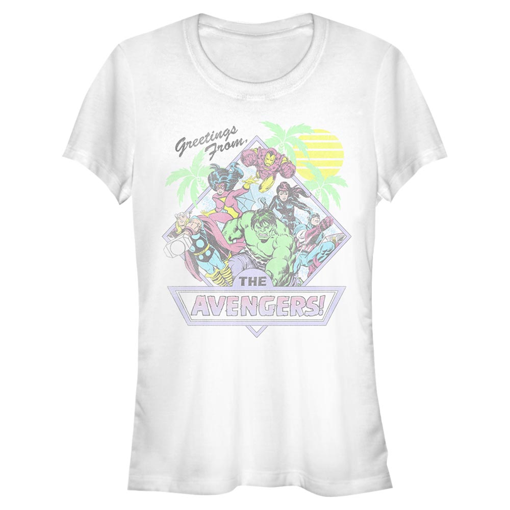 Aperçu: Marvel - Avengers - Photo de groupe Vacay Avengers - Femme T-shirt - Blanc - Devant