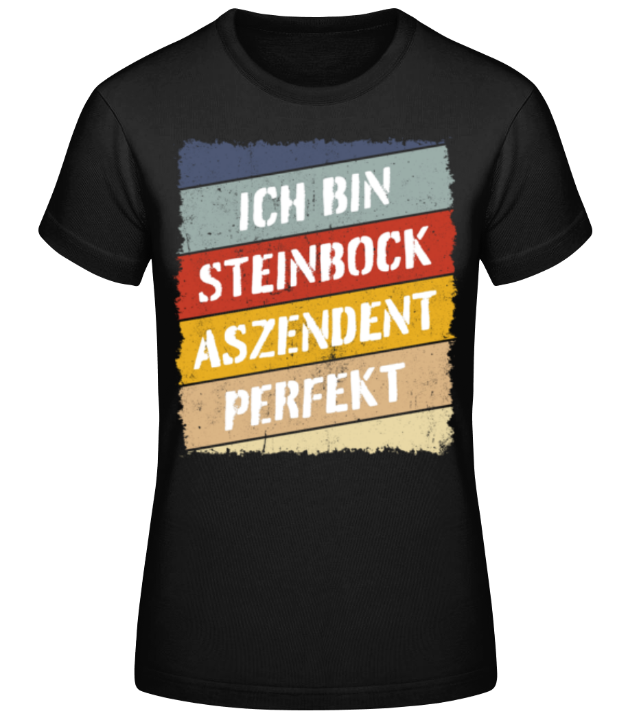 Vorschau: Steinbock Aszendent Perfekt Retro Stil - Frauen Basic T-Shirt - Schwarz - Vorne