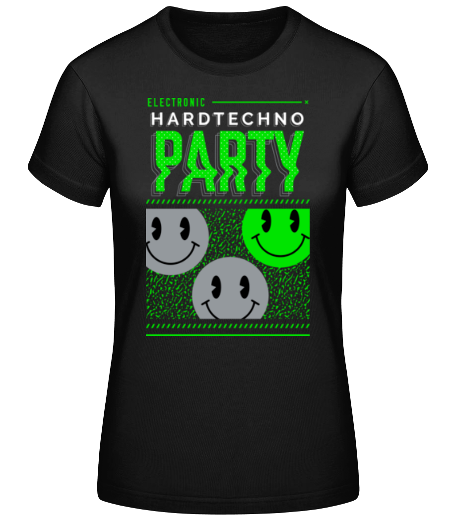 Vorschau: Hardtechno Party - Frauen Basic T-Shirt - Schwarz - Vorne