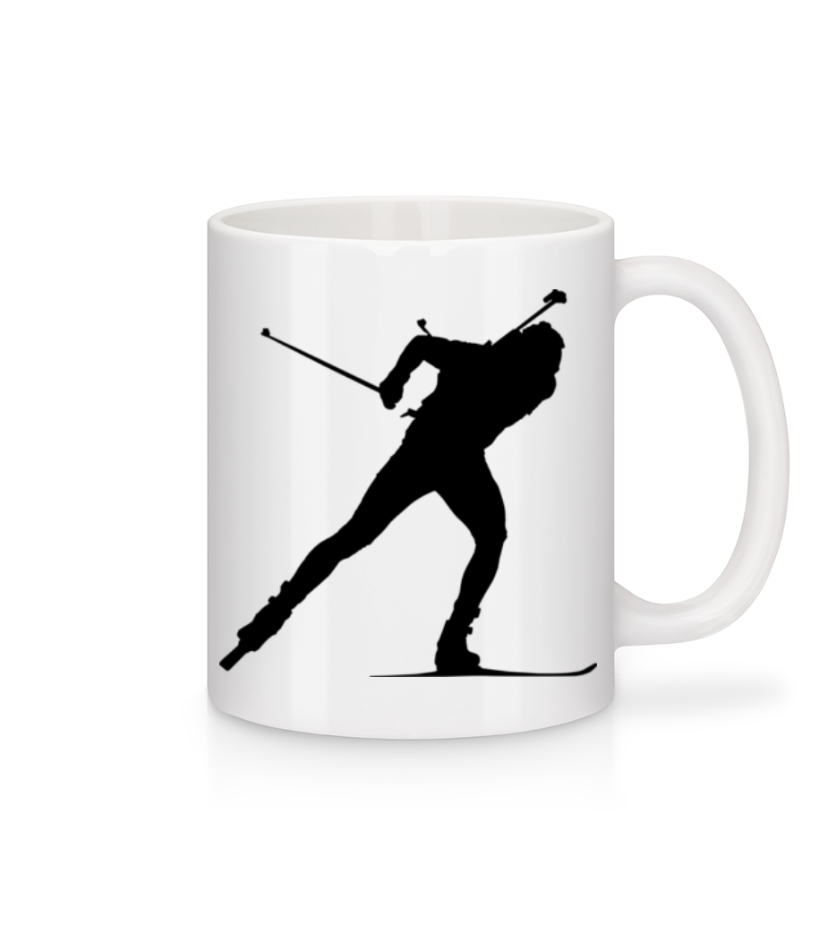 Skiing Cross Country Black · Mug en céramique blanc