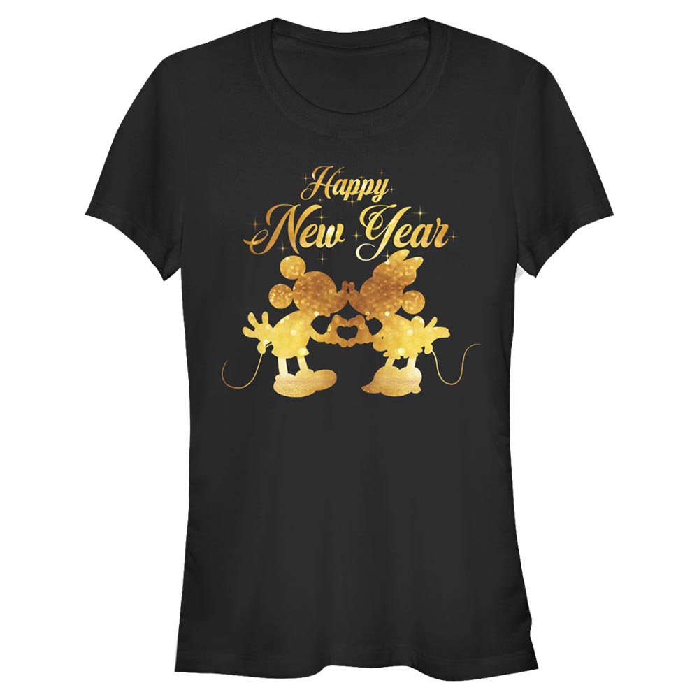 Aperçu: Disney Classics - Mickey Mouse - Mickey & Minnie Mickey and Minnie Kissing - New Year - Femme T-shirt - Noir - Devant