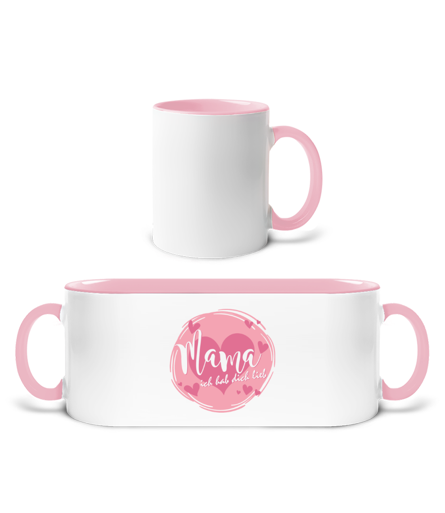 Mama Ich Hab Dich Lieb - Tasse zweifarbig - Weiß / Rosa - Vorne