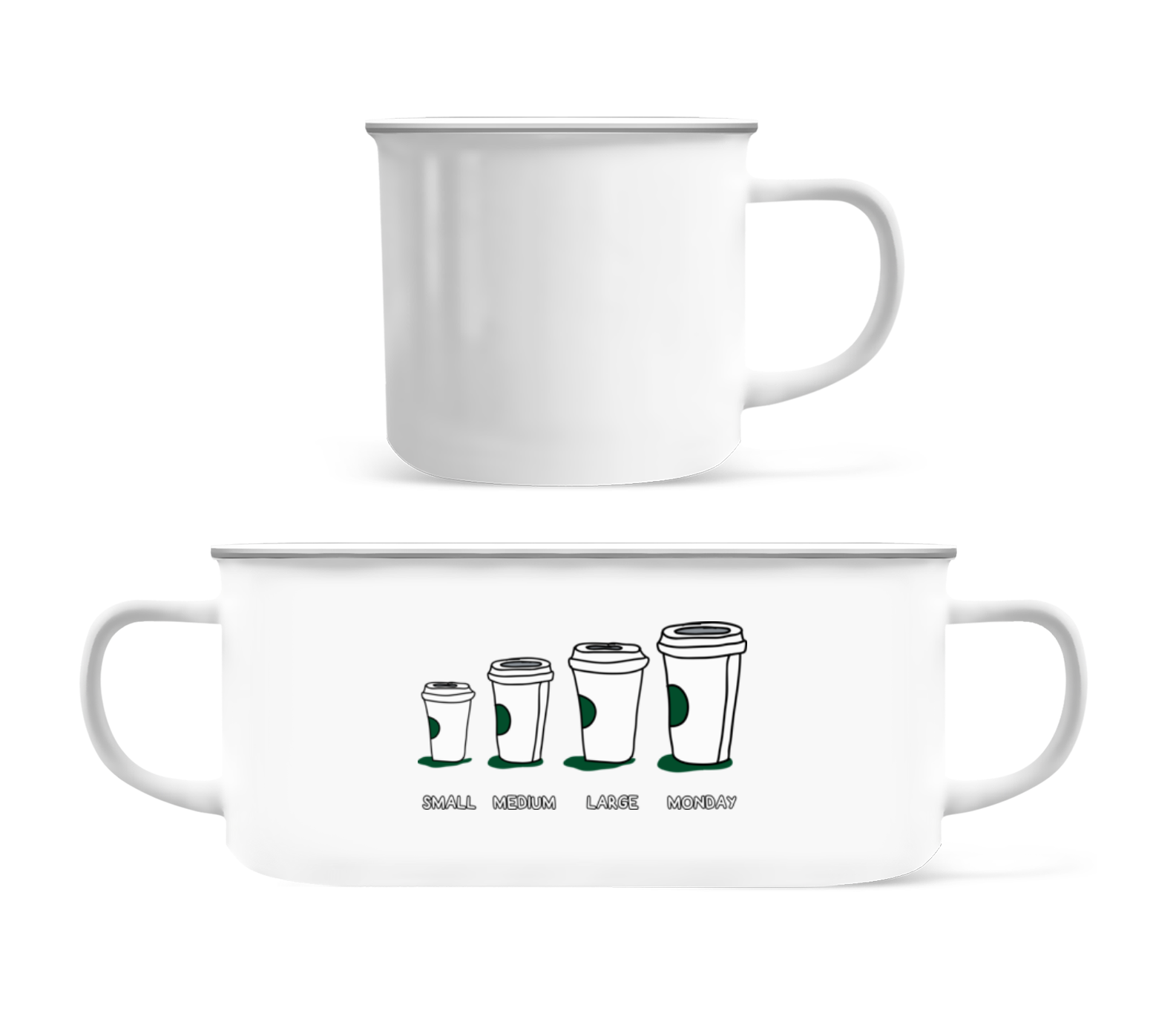 Coffee Small Medium Large Monday · Tasse Émaillée