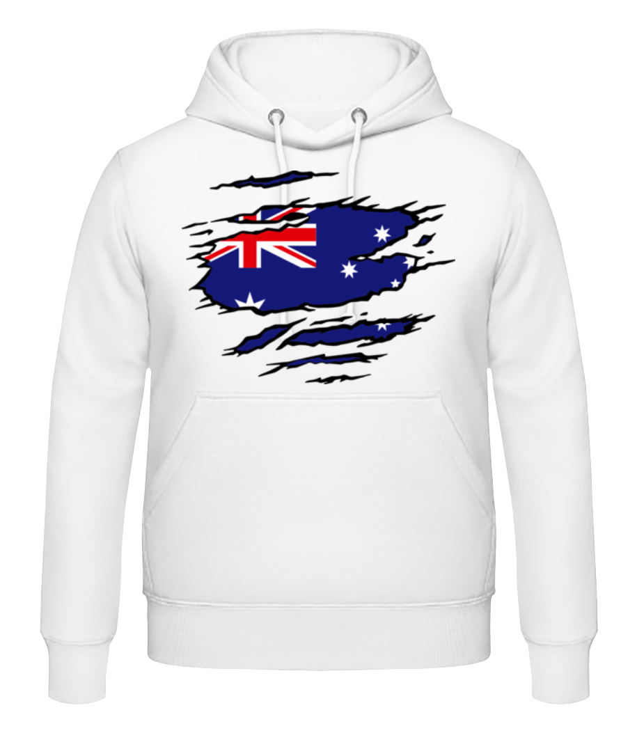 Vorschau: Ripped Flag Australia - Männer Hoodie - Weiß - Vorne