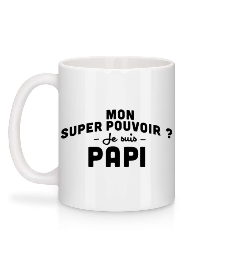 Aperçu: Mon Super Pouvoir Papi - Mug en céramique blanc - Blanc - Derrière