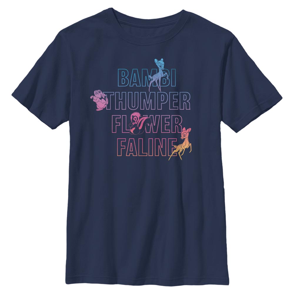 Disney Classics - Bambi - Photo de groupe Characters Names Stacked - Enfant T-shirt