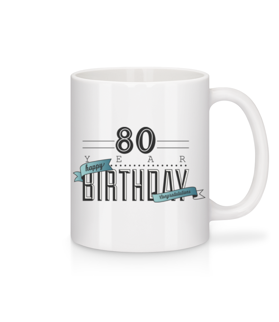 80 Birthday Sign - Mug en céramique blanc - Blanc - Devant