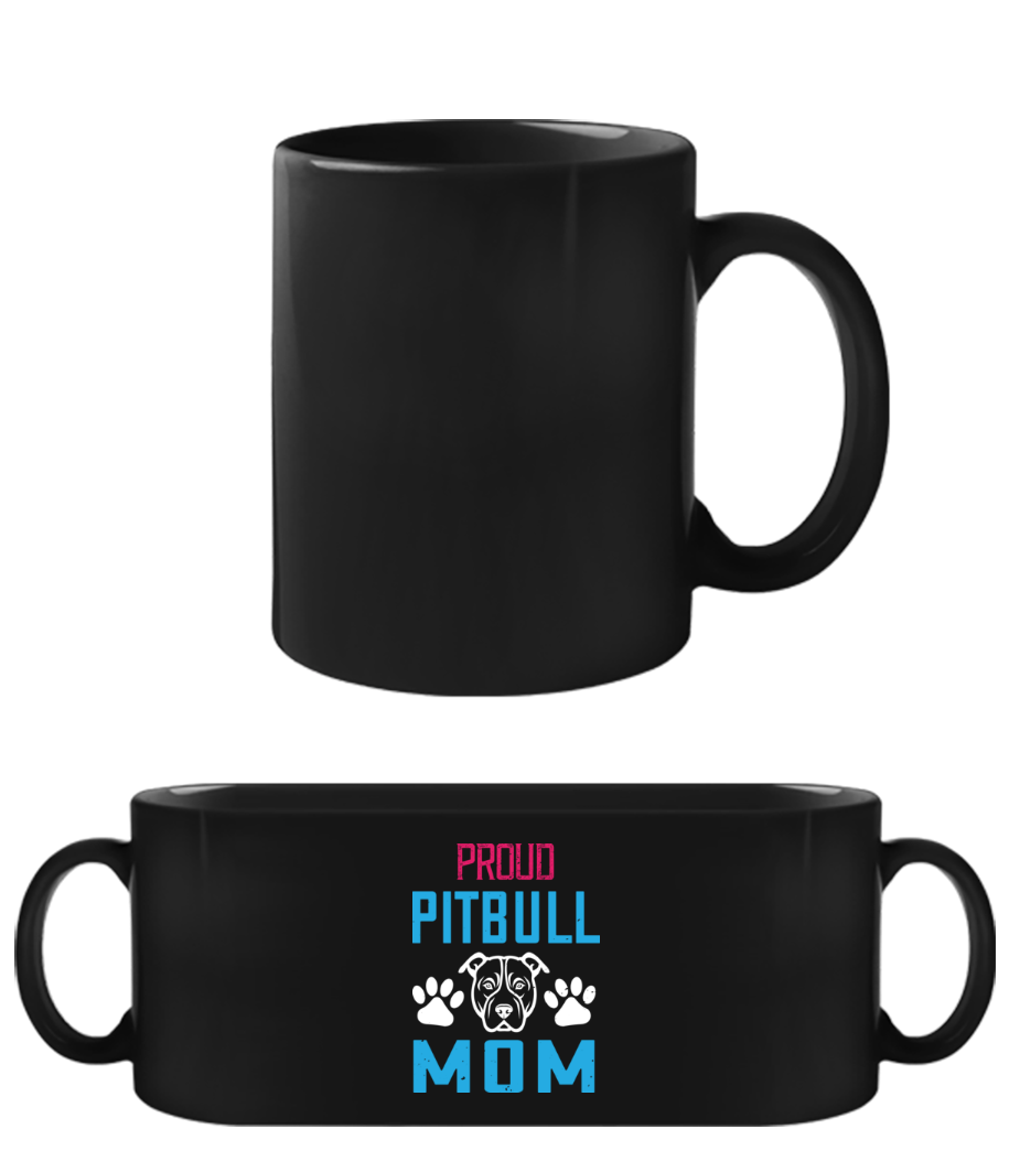 Aperçu: Proud Pitbull Mum - Tasse Noire - Noir - Devant