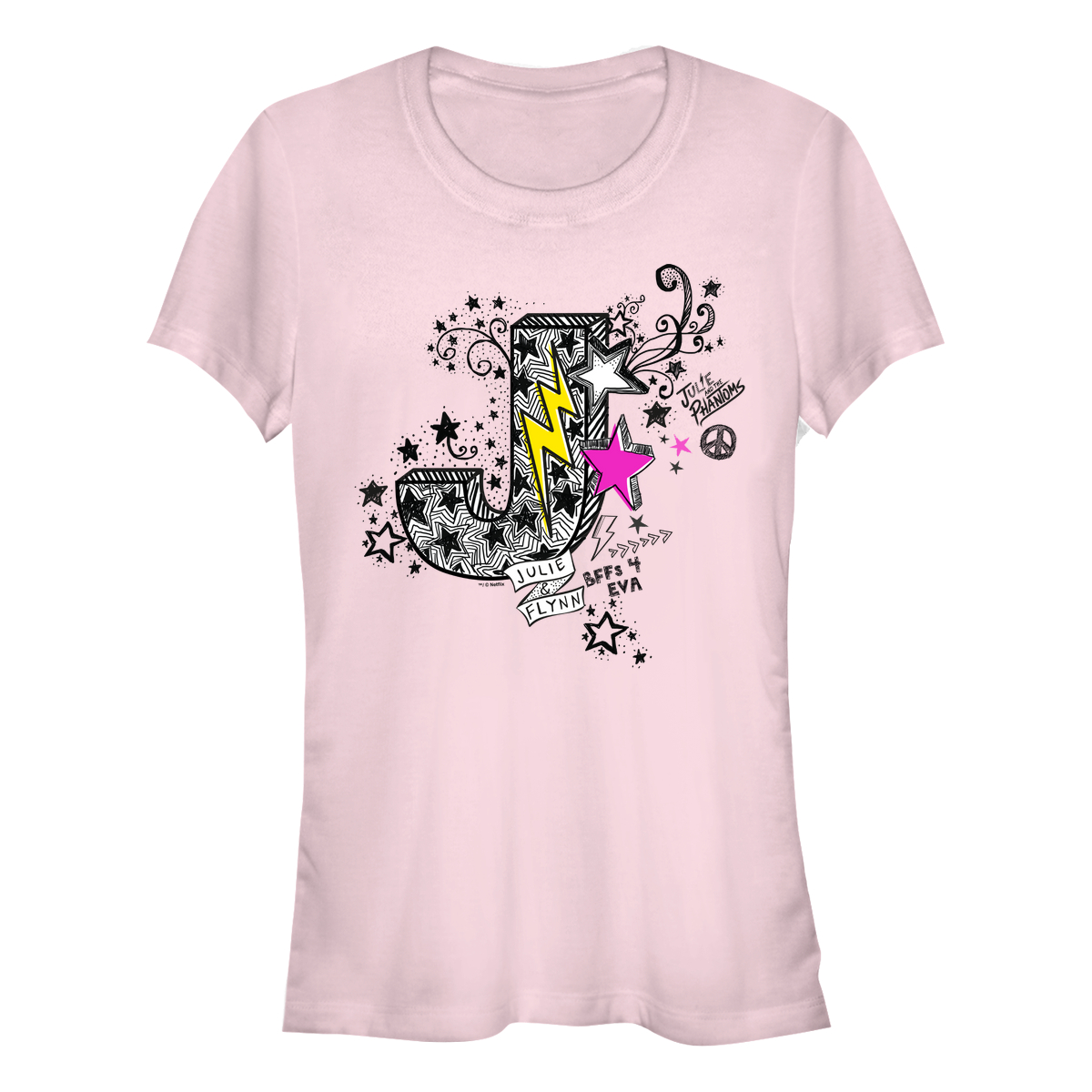 Netflix - Julie And The Phantoms - Logo Julie and Flynn Doodle - Femme T-shirt - Rose - Devant