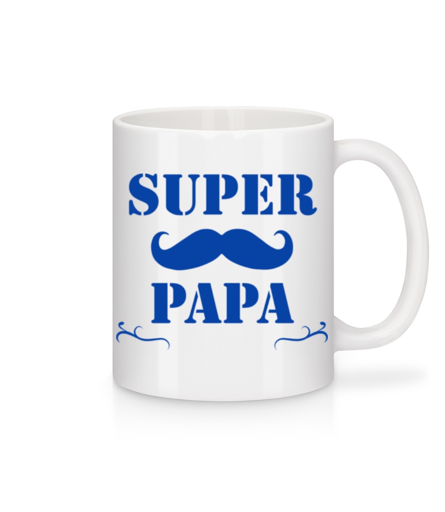 Super Papa - Moustache · Mug en céramique blanc