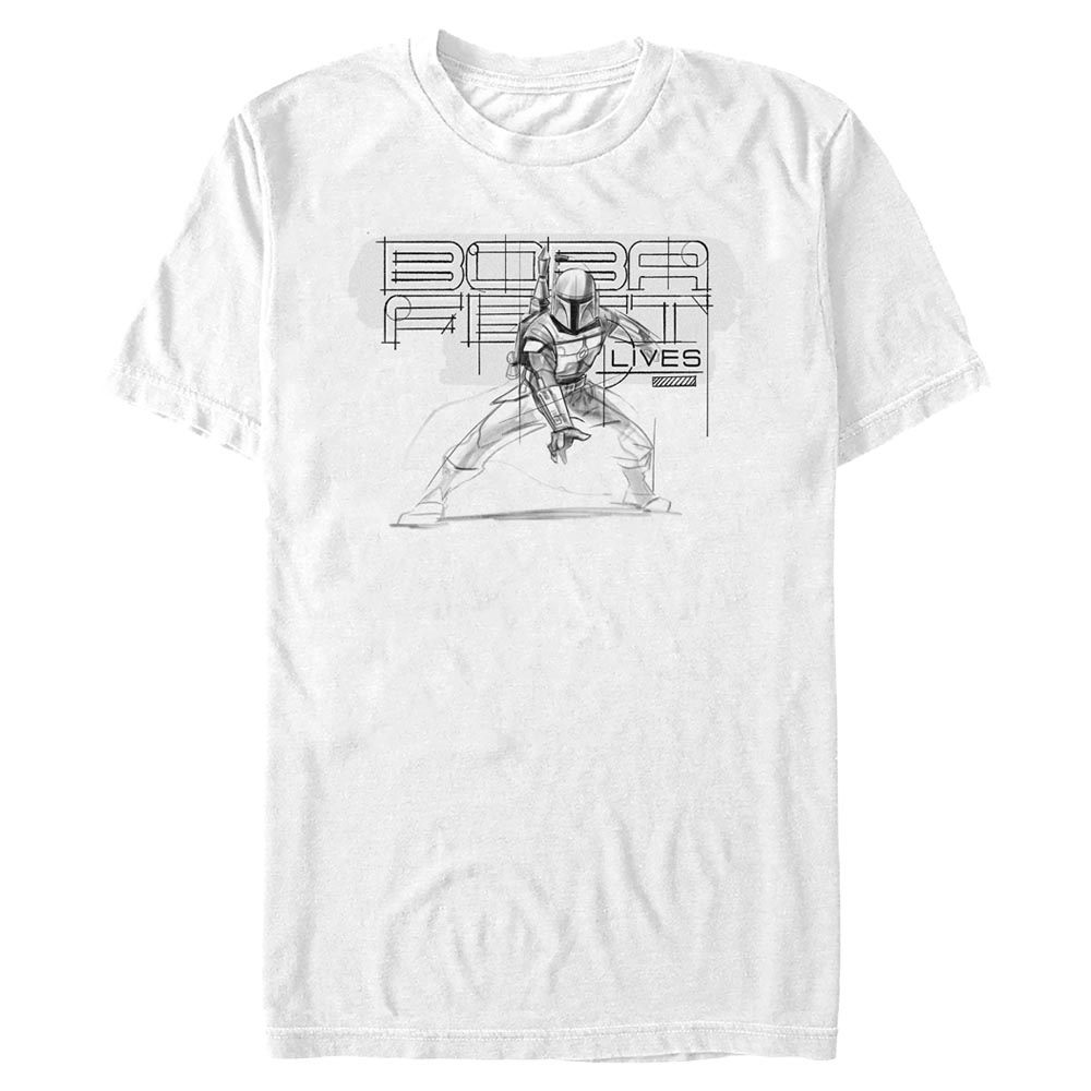 Star Wars - Book of Boba Fett - Boba Fett Boba Lives Pencil Sketch - Homme T-shirt