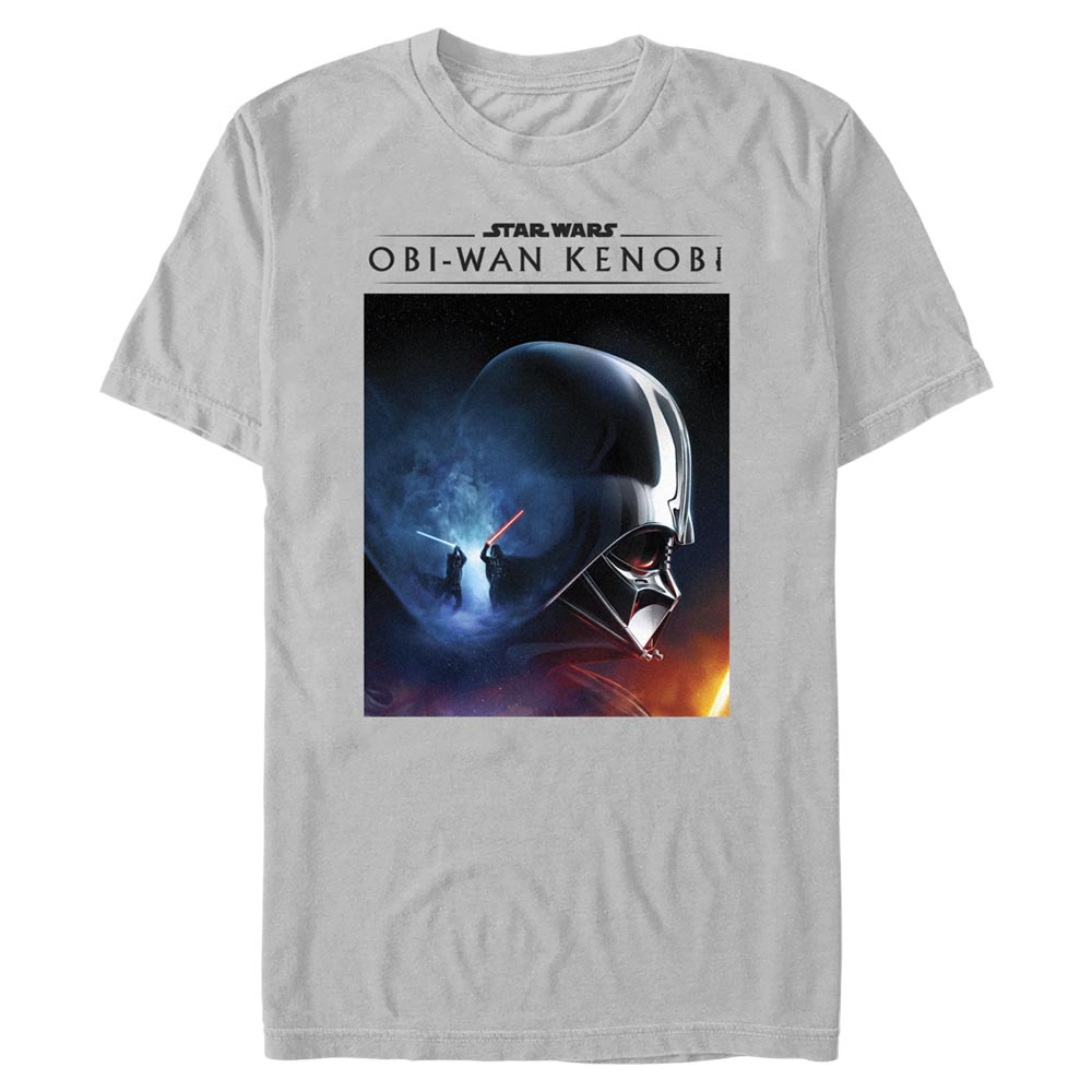 Vorschau: Star Wars - Obi-Wan Kenobi - Obi-Wan Kenobi & Darth Vader Galaxy Fight - Männer T-Shirt - Aschgrau - Vorne