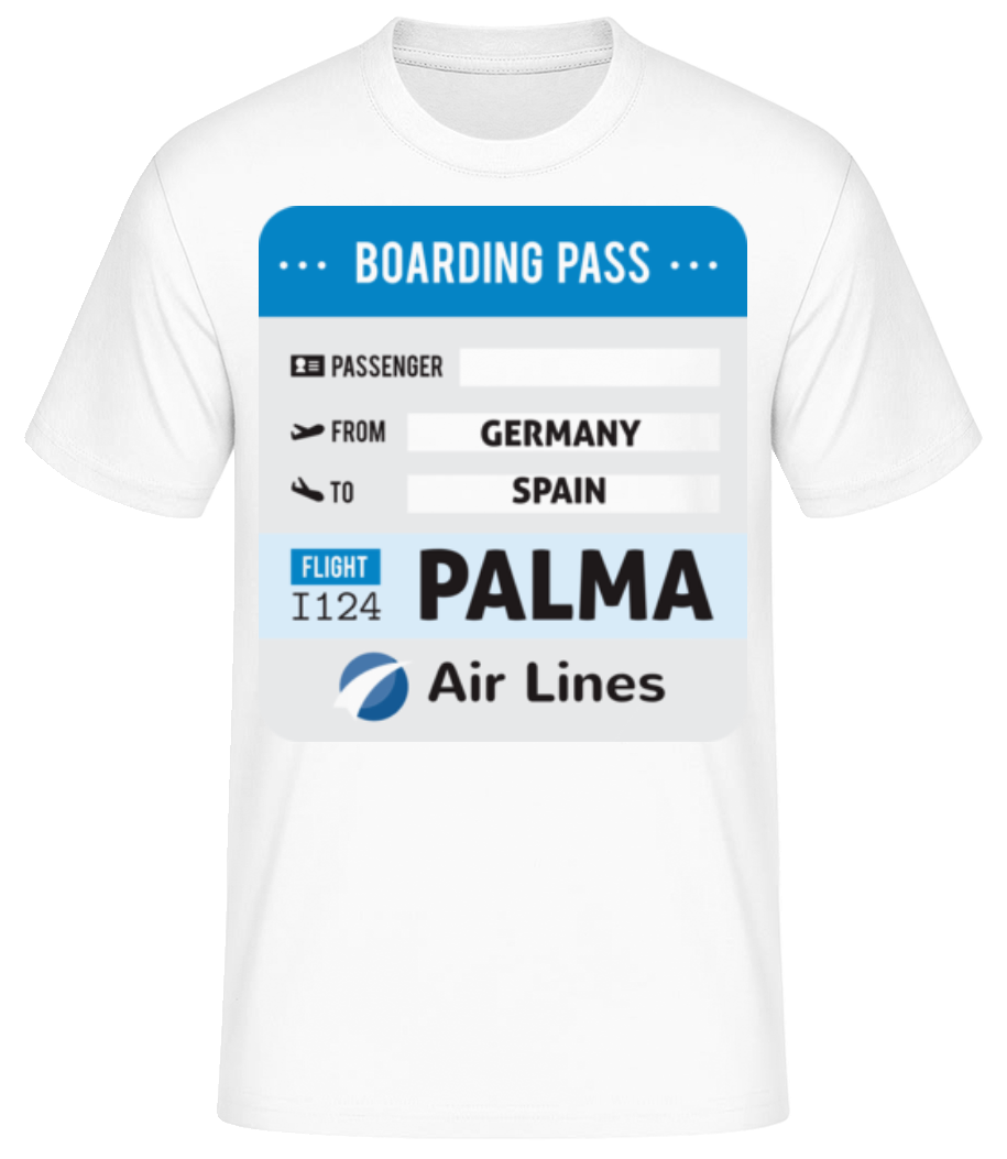 Vorschau: Boarding Pass Palma - Männer Basic T-Shirt - Weiß - Vorne