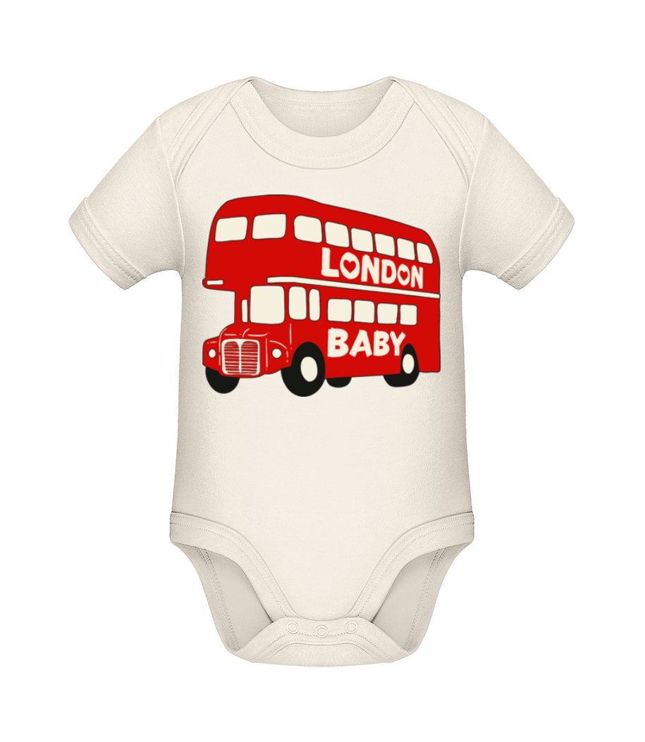 Aperçu: London City Transport Red Bus Baby - Body manches courtes bio - Crème - Devant