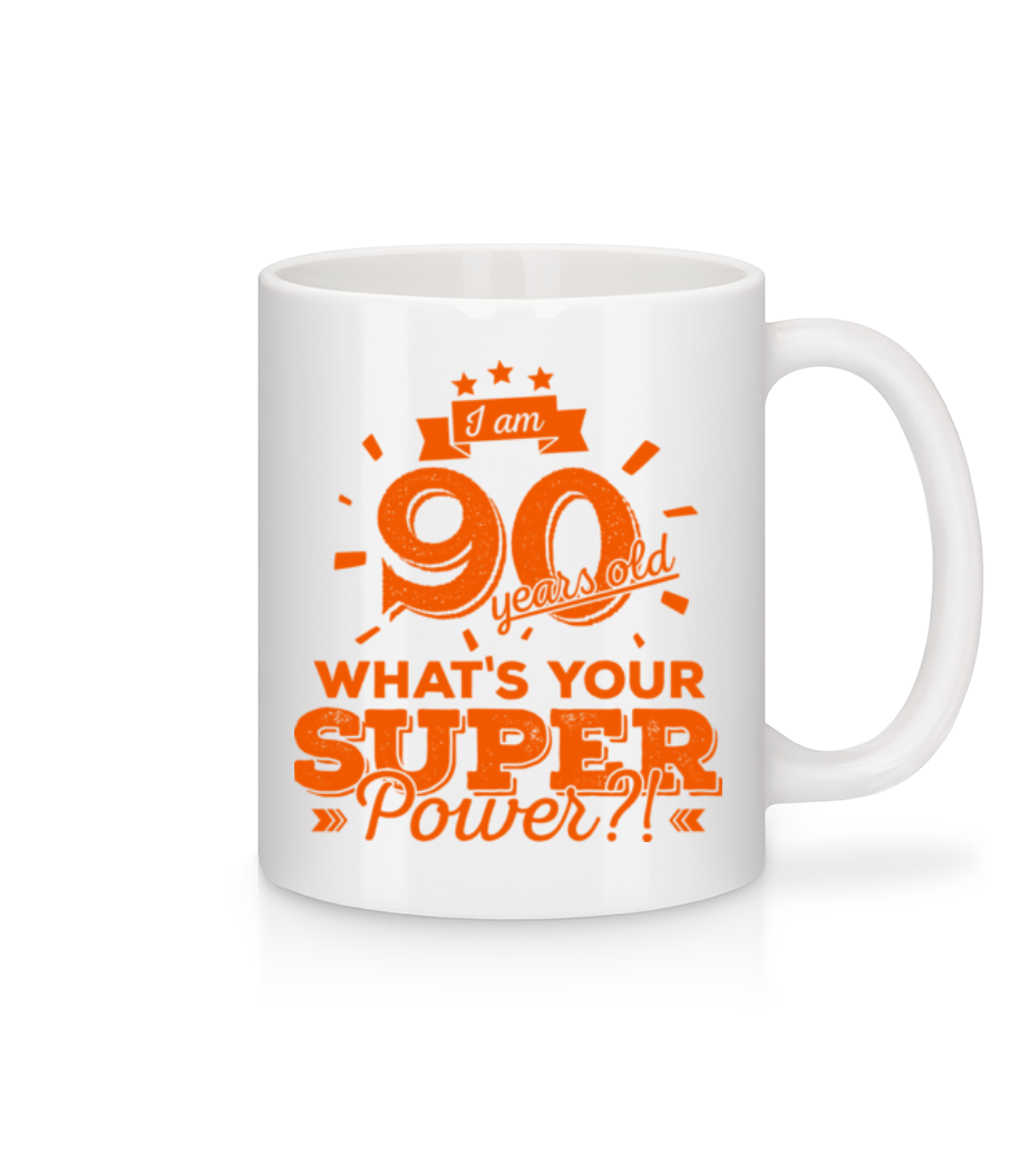 Aperçu: Superpower 90 Years Old - Mug en céramique blanc - Blanc - Devant