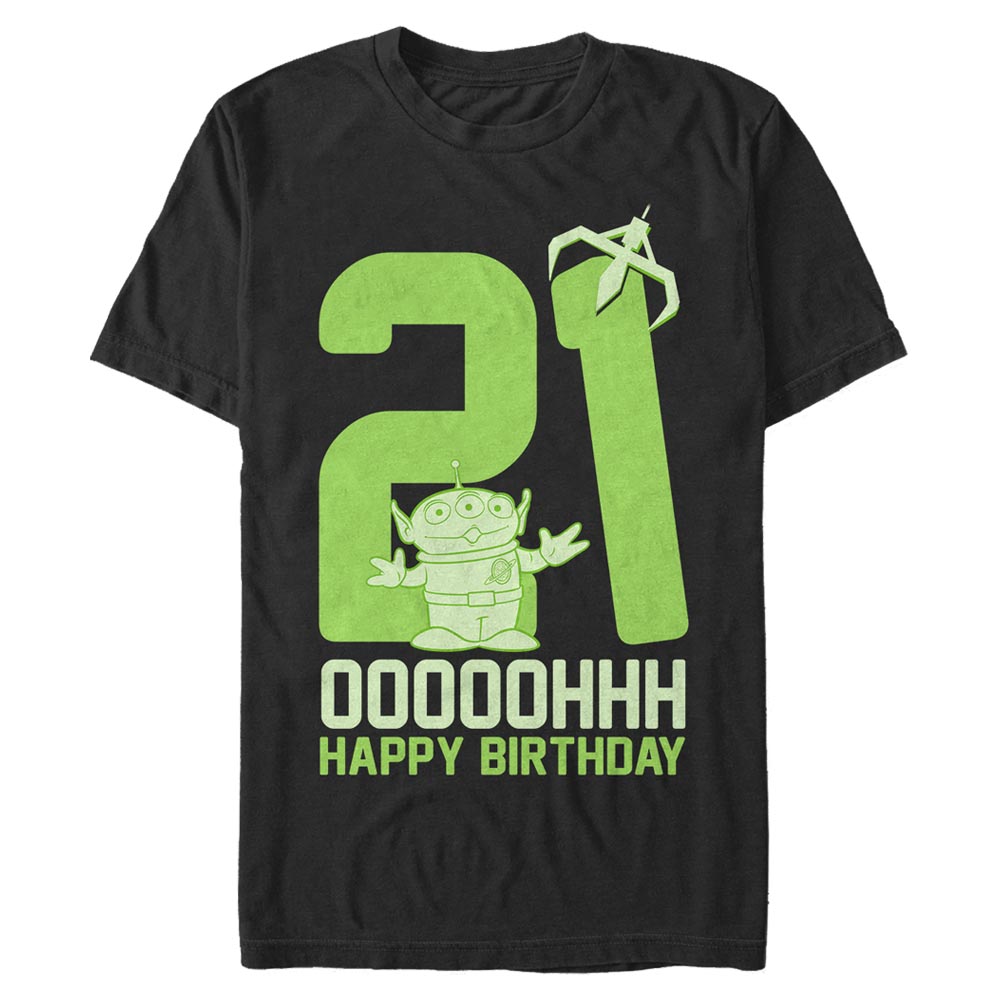 Aperçu: Pixar - Toy Story - Rex Ooohh Twenty One - Birthday - Homme T-shirt - Noir - Devant