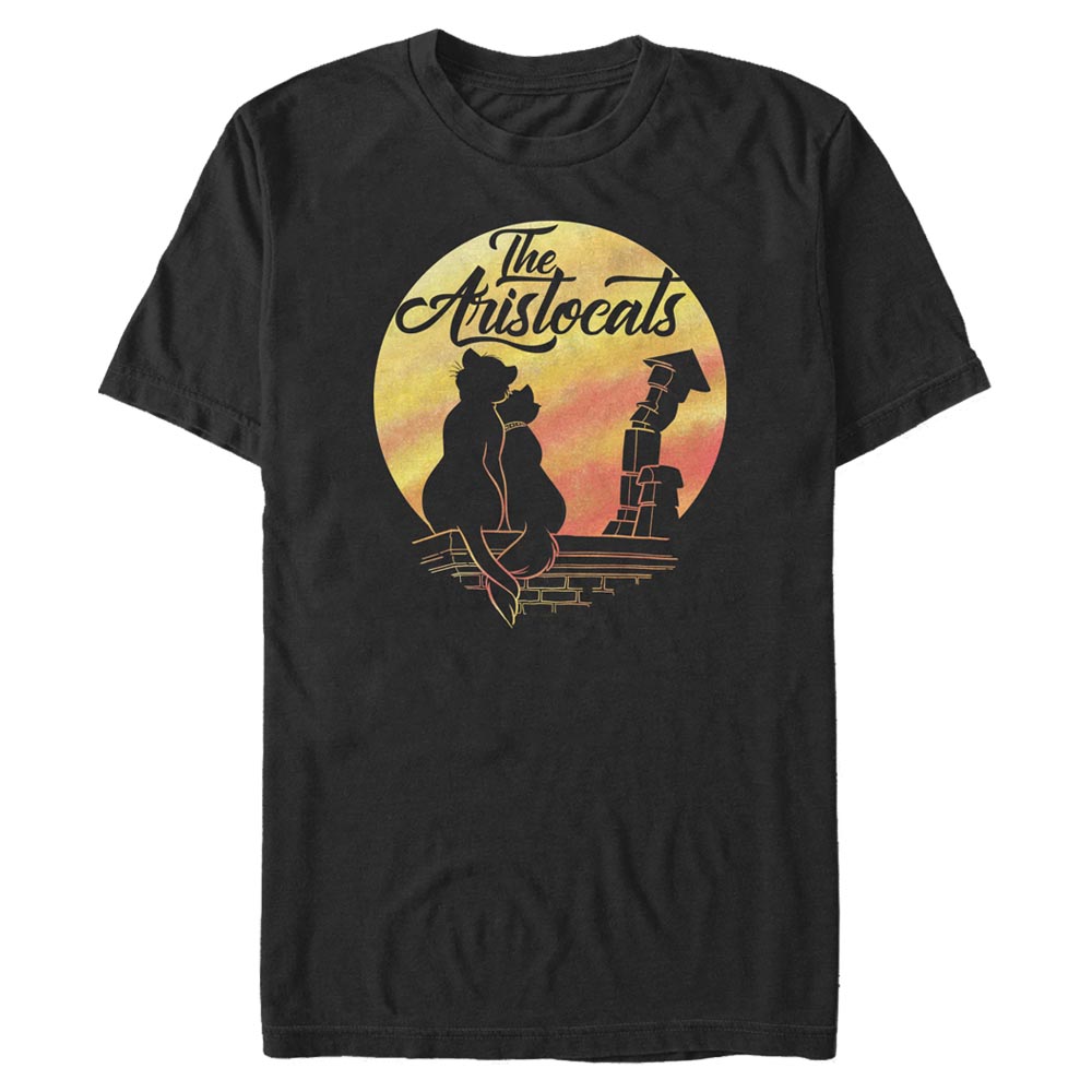 Aperçu: Disney - Les Aristochats - Duchess & Thomas Moon Silhouette - Homme T-shirt - Noir - Devant