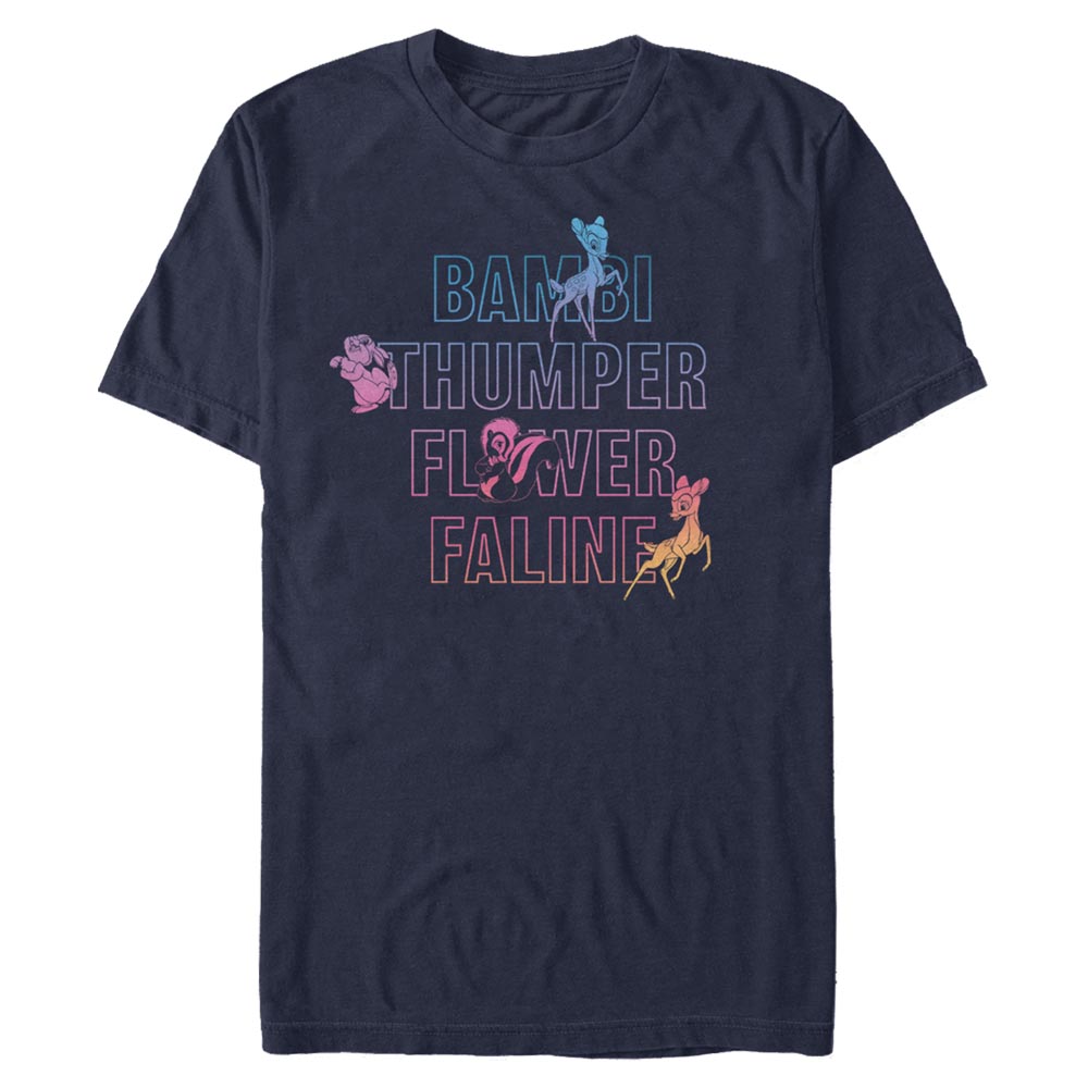 Disney Classics - Bambi - Photo de groupe Characters Names Stacked - Homme T-shirt