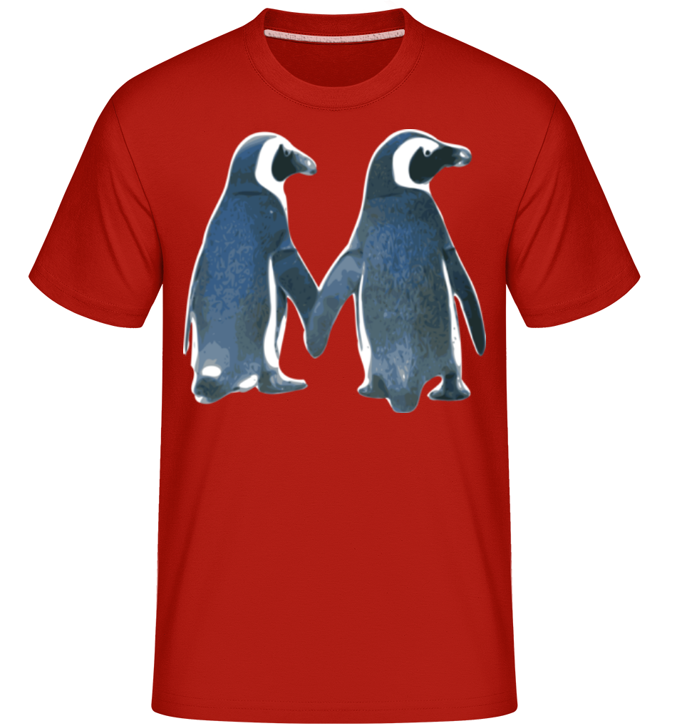 Aperçu: Couple De Pingouins -  T-Shirt Shirtinator homme - Rouge - Devant