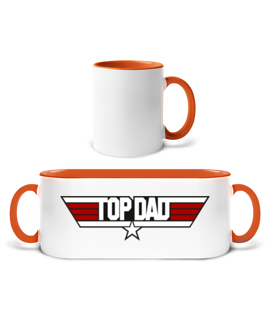 Aperçu: Top Dad - Mug bicolore en céramique - intérieur de couleur - Blanc / Orange - Devant