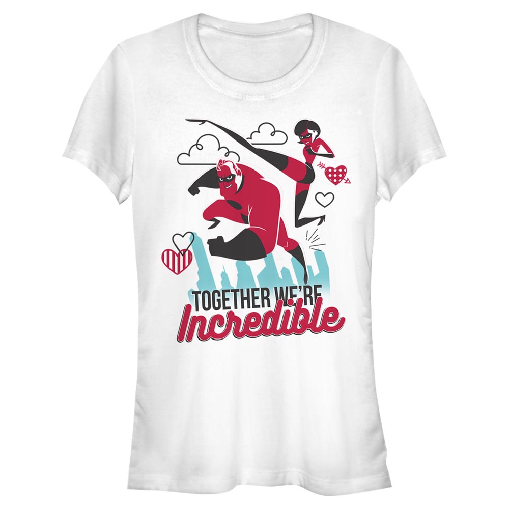 Aperçu: Pixar - Les Indestructibles - Mr. & Mrs. Incredible Together Incredible - Valentine's Day - Femme T-shirt - Blanc - Devant
