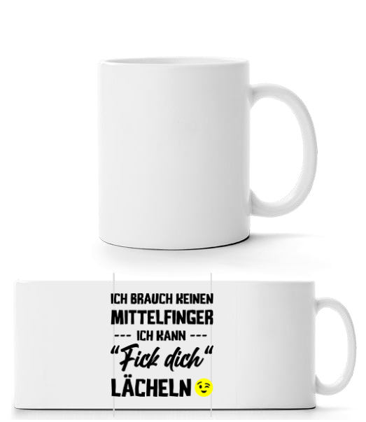 Vorschau: Ich Brauch Keinen Mittelfinger - Panoramatasse - Weiß - Vorne