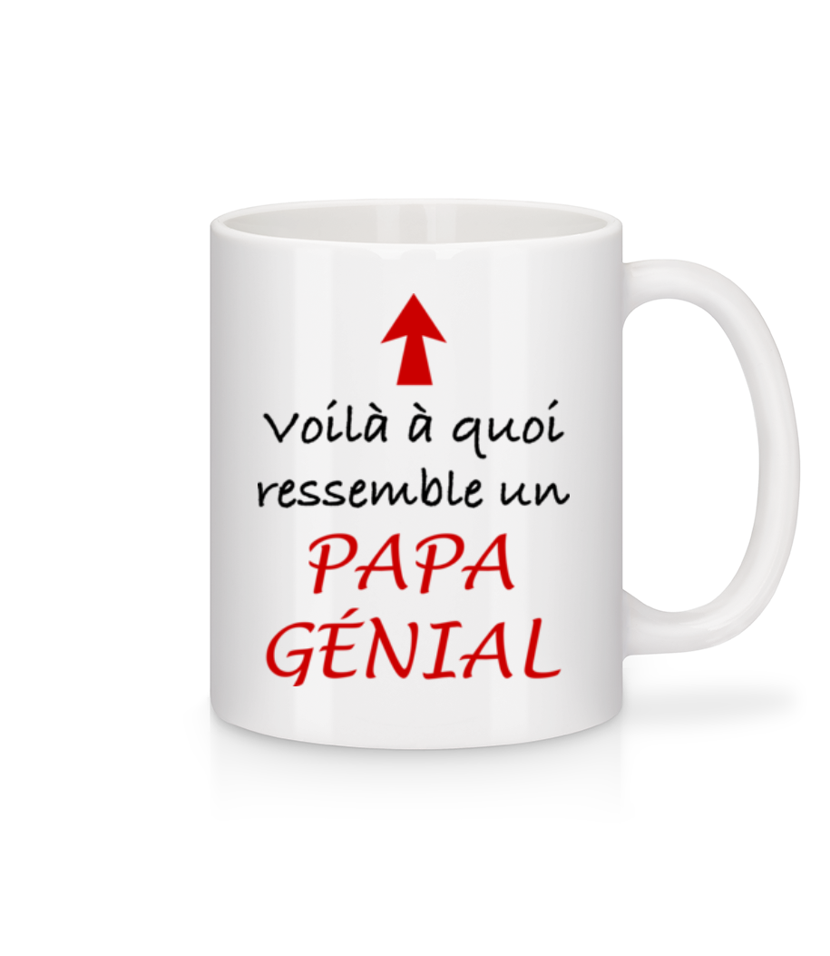 Papa Génial - Mug en céramique blanc - Blanc - Devant