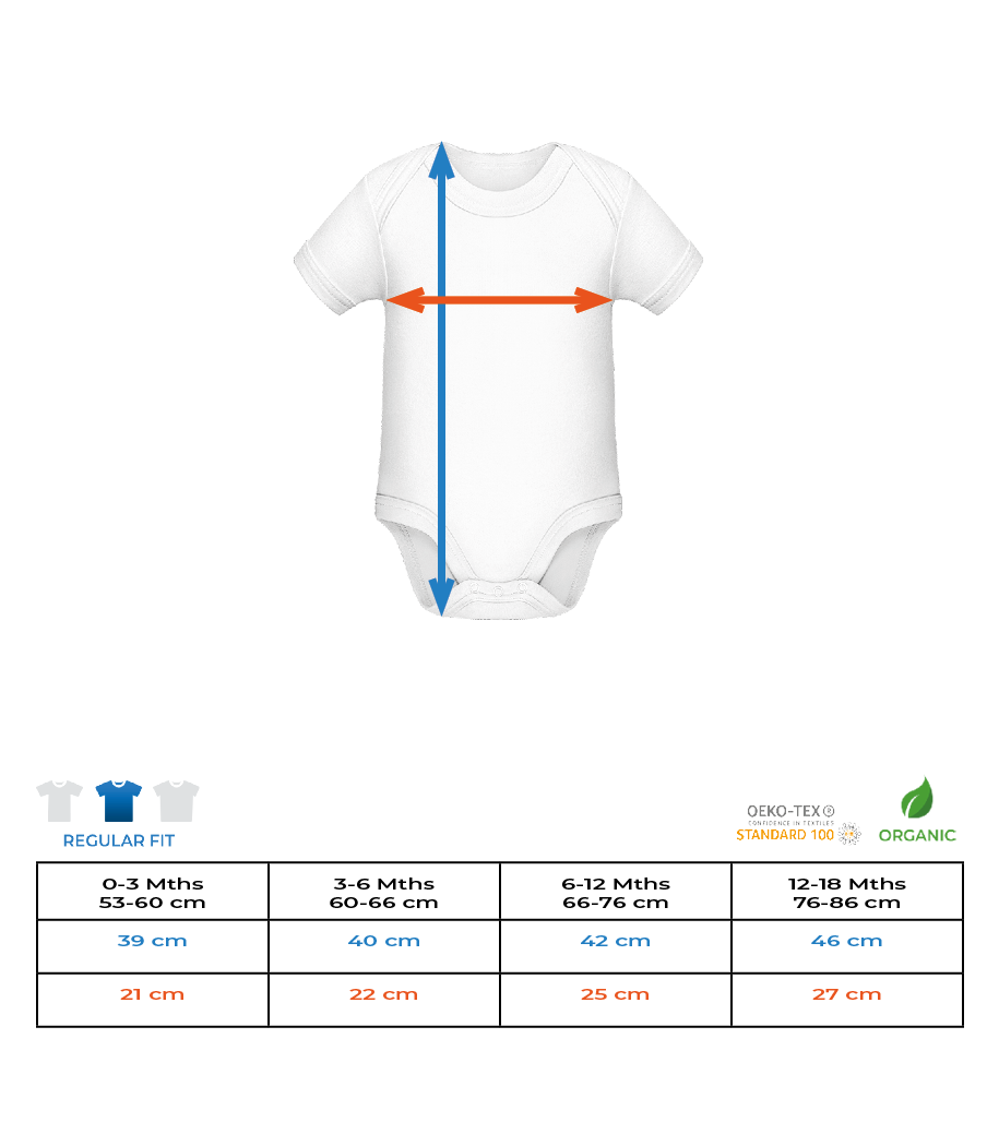 Aperçu: Like Mum But Cuter - Body manches courtes bio - Tableau des tailles
