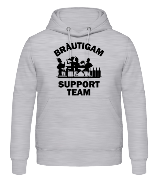 Bräutigam Support Team - Männer Hoodie - Grau meliert - Vorne Bräutigam Support Team - Männer Hoodie - Grau meliert - Vorne