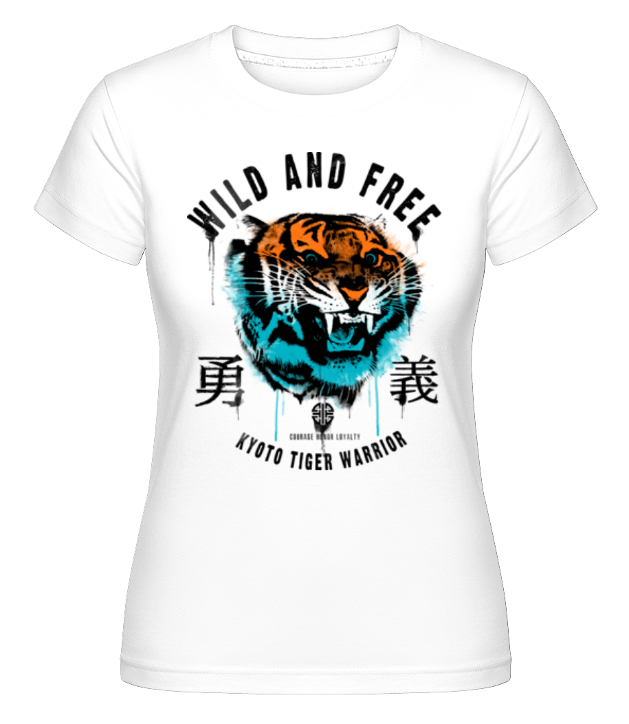 Aperçu: Wild And Free Tiger -  T-shirt Shirtinator femme - Blanc - Devant