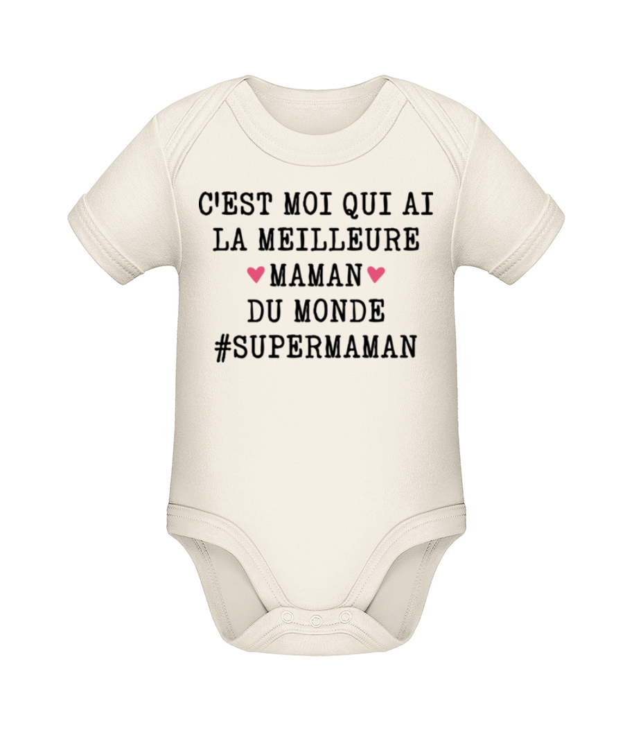 Supermaman - Body manches courtes bio - Crème - Devant