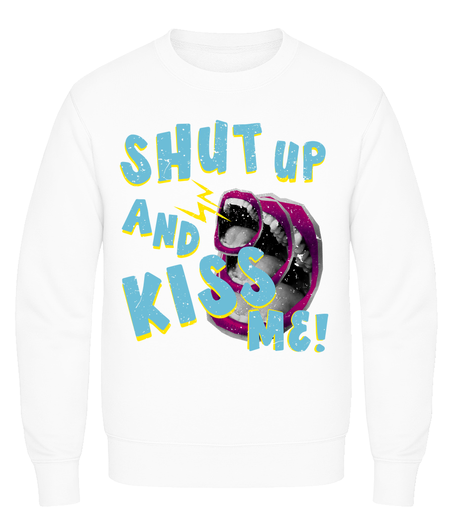 Aperçu: Shut Up And Kiss Me - Sweatshirt Homme AWDis - Blanc - Vorn