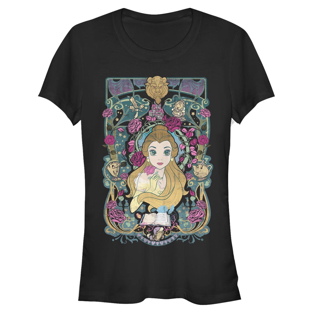 Aperçu: Disney - La Belle et la Bête - Skupina Belle Veau - Femme T-shirt - Noir - Devant