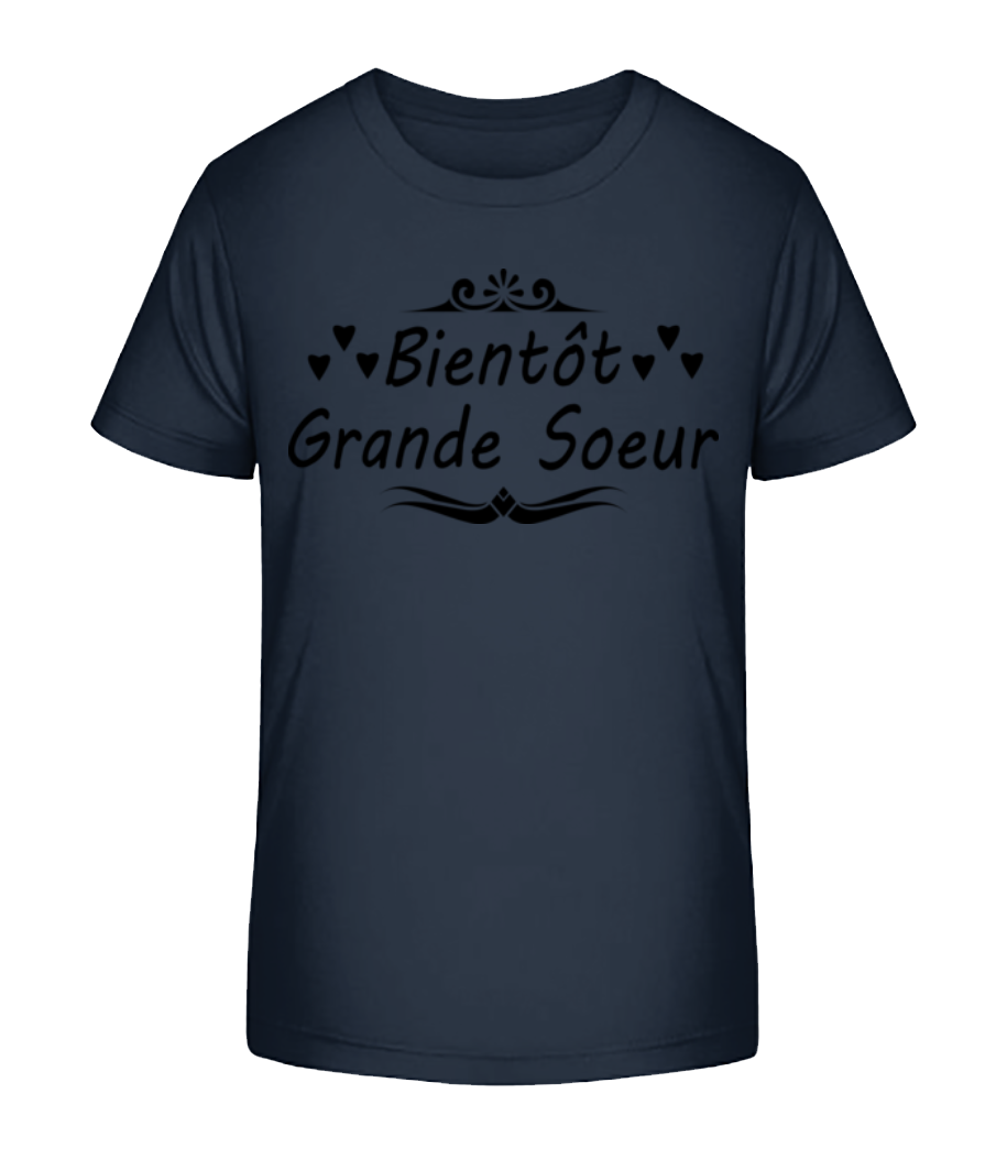 Bientôt Grande Sœur - T-shirt bio Enfant Stanley Stella 2.0 - Bleu marine - Devant