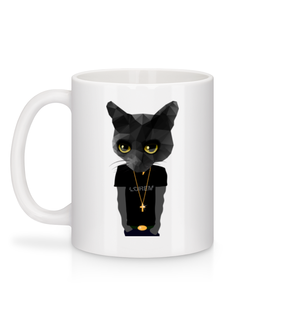 Aperçu: Gangsta De Chat De Polygone - Mug en céramique blanc - Blanc - Derrière