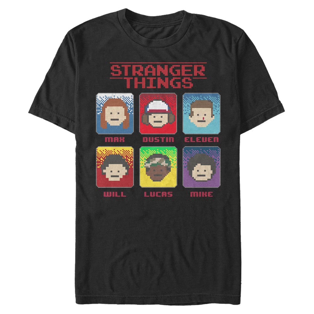 Aperçu: Netflix - Stranger Things - Skupina 8 Bit Stranger - Homme T-shirt - Noir - Devant