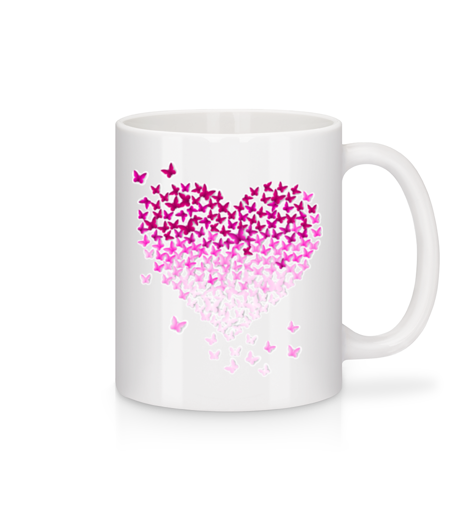 Aperçu: Cœur Papillons - Mug en céramique blanc - Blanc - Devant