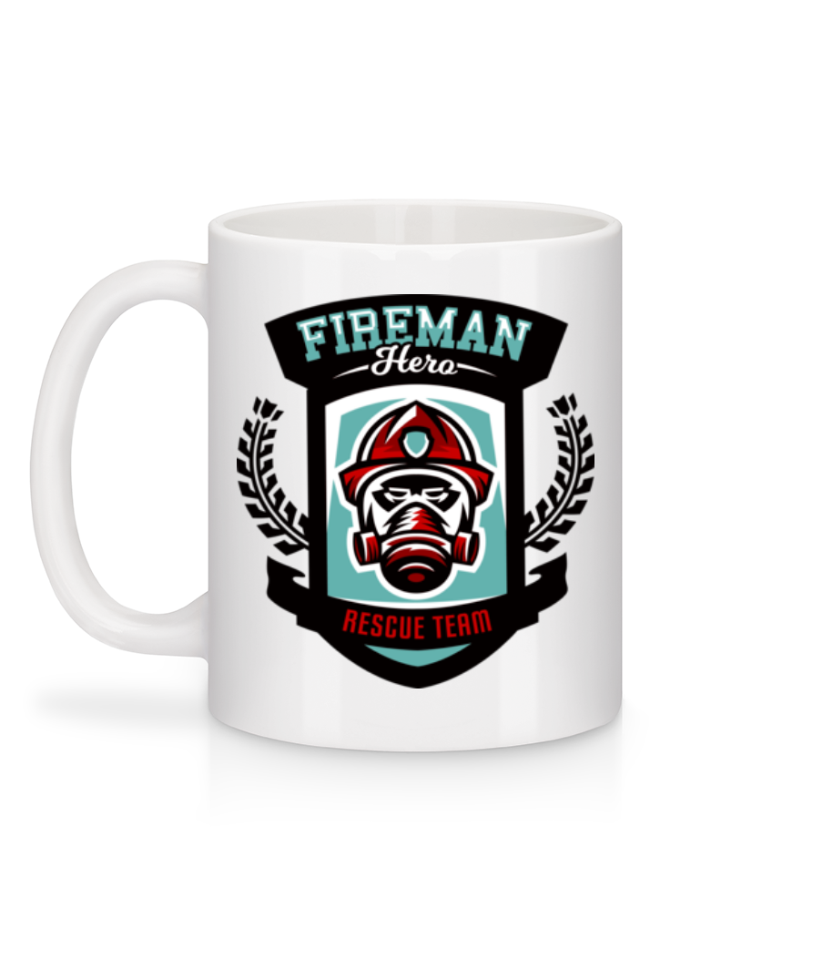 Aperçu: Fireman Hero Rescue Team - Mug en céramique blanc - Blanc - Derrière