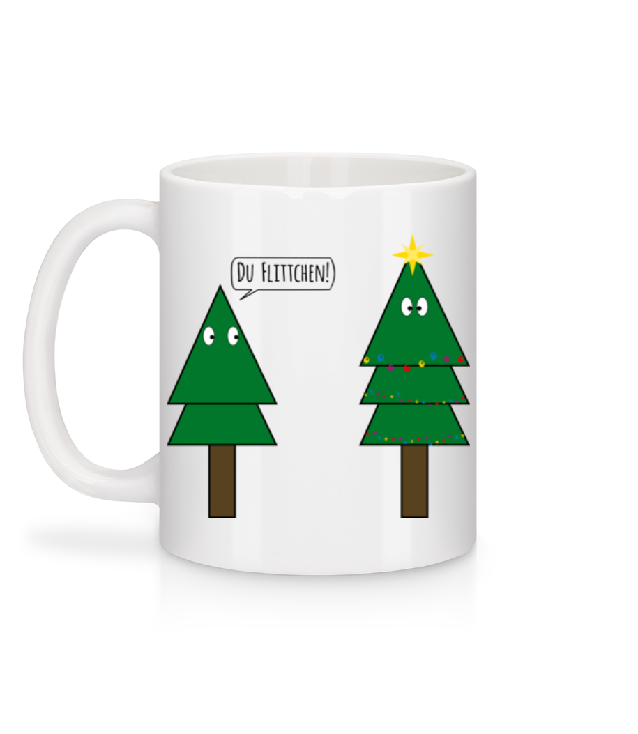 Vorschau: Du Flittchen Tannenbaum - Tasse - Weiß - Hinten