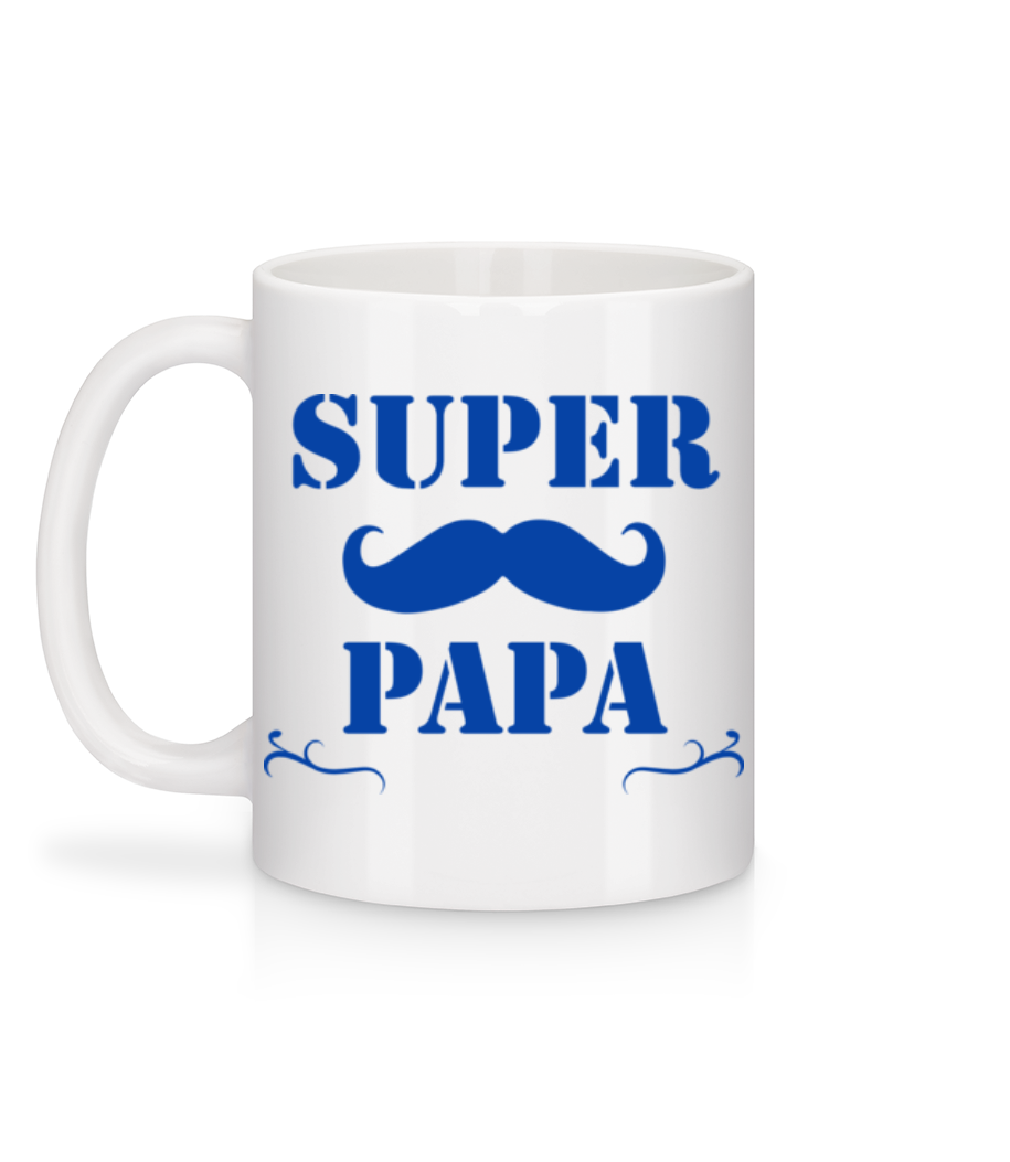Super Papa - Moustache - Mug en céramique blanc - Blanc - Derrière