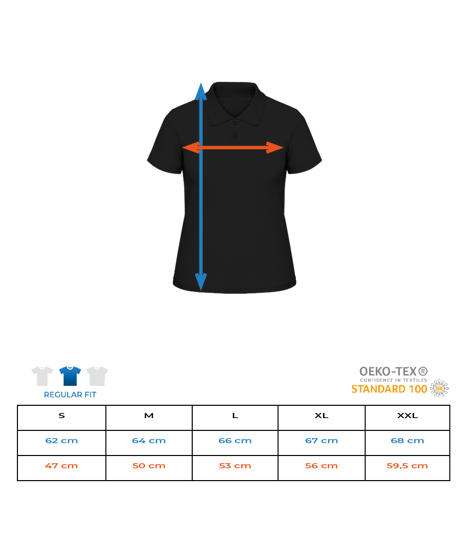 Aperçu: Polo en piqué fin pour femmes - Tableau des tailles
