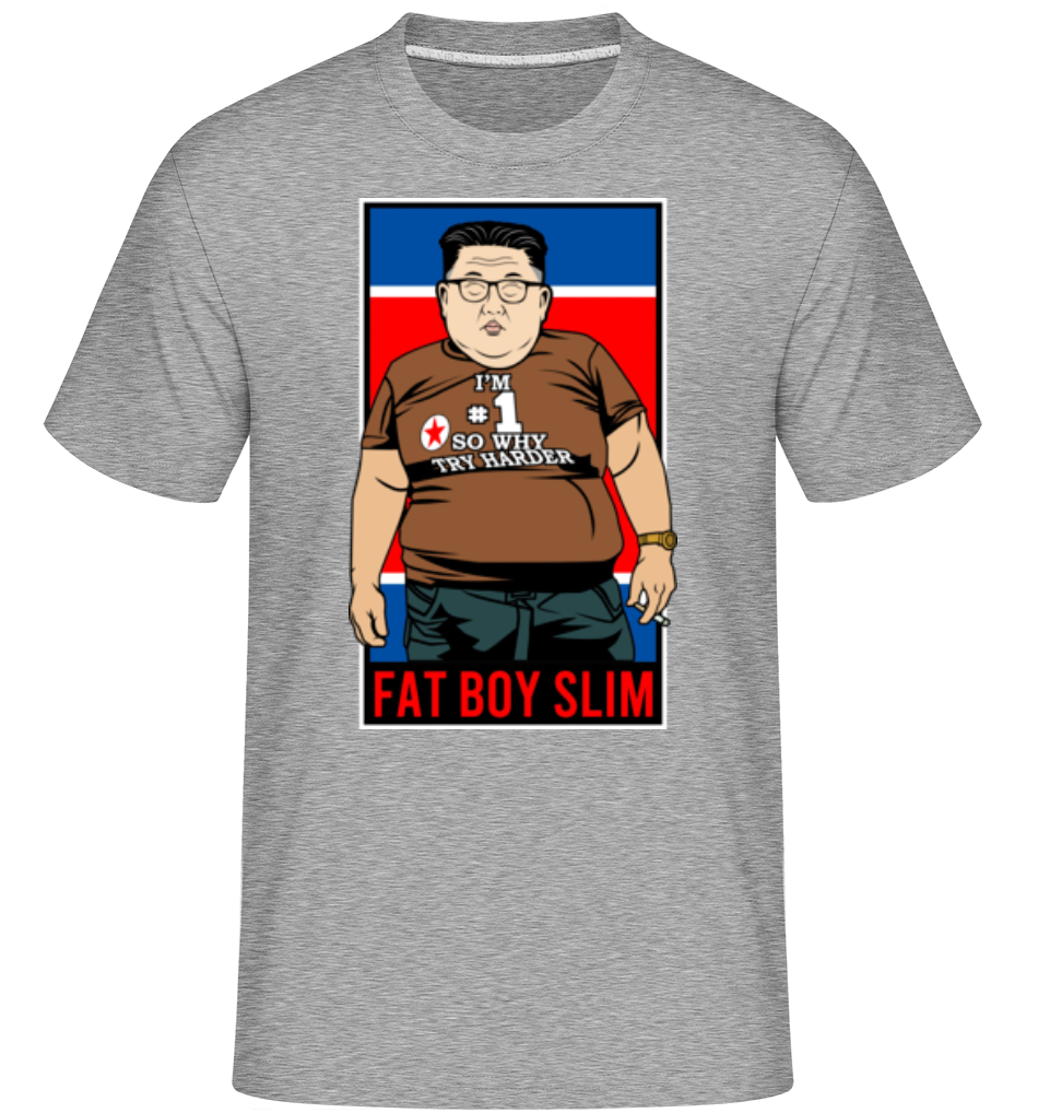 Aperçu: Fat Boy Slim Kim Jong Un -  T-Shirt Shirtinator homme - Gris chiné - Devant
