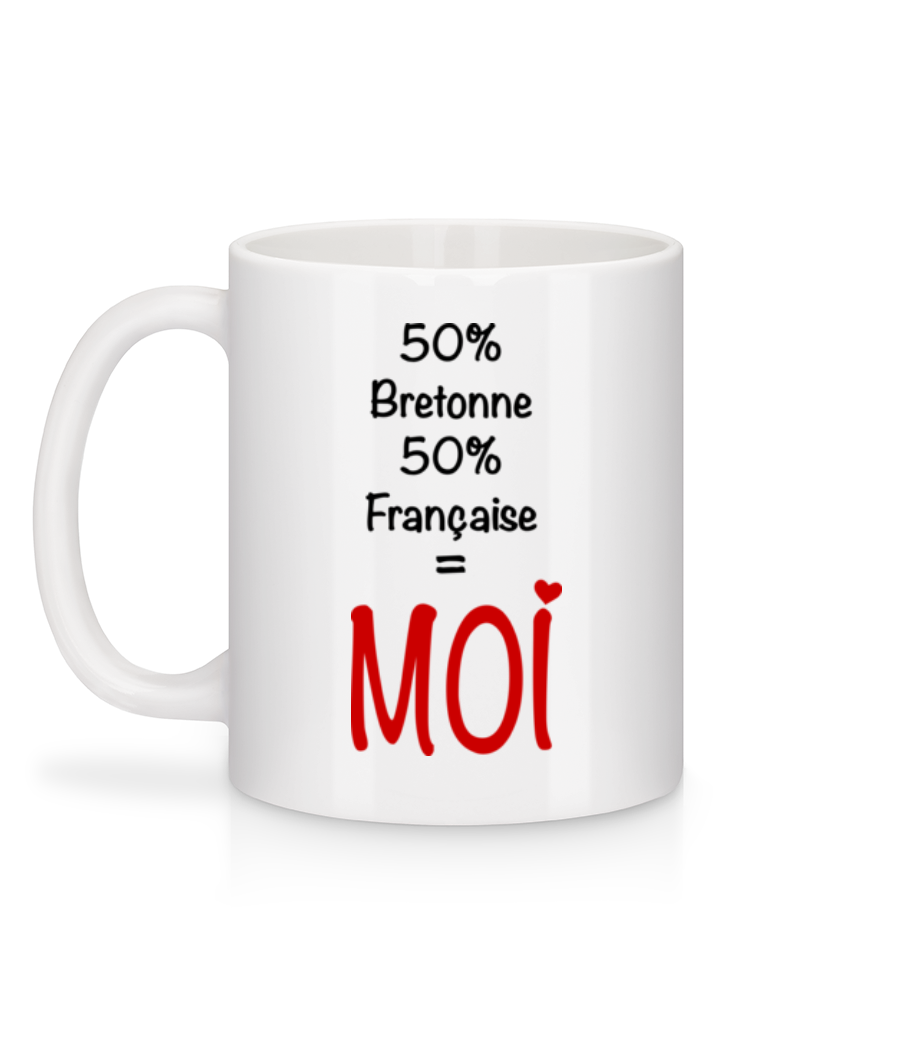 Aperçu: 50% Bretonne, 50% Française - MOI - Mug en céramique blanc - Blanc - Derrière