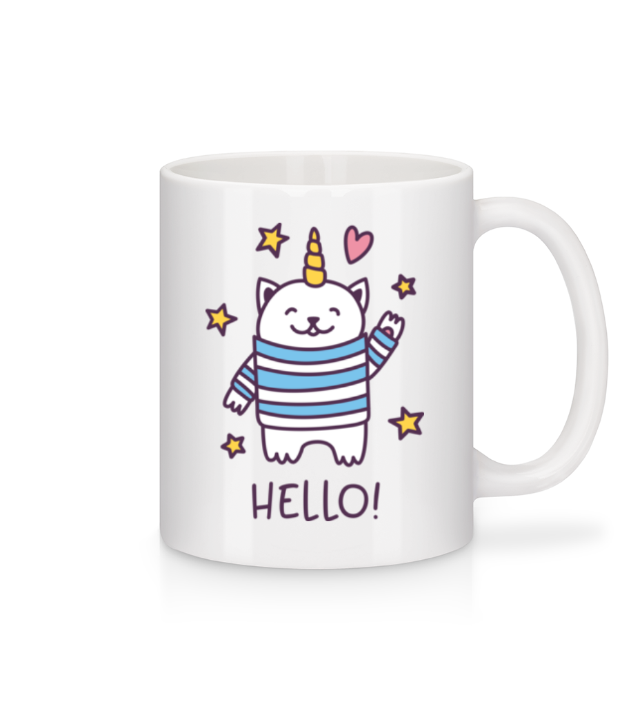 Hello Cat Unicorn · Mug en céramique blanc