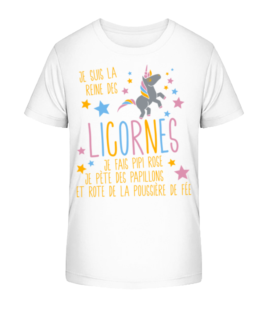Aperçu: Je Suis La Reine Des Licornes - T-shirt bio Enfant Stanley Stella 2.0 - Blanc - Devant