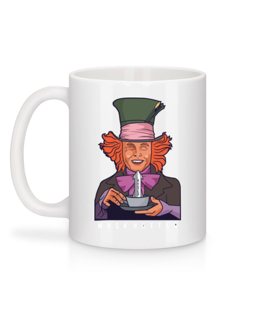 Aperçu: Mad Hatter Elon Musk - Mug en céramique blanc - Blanc - Derrière