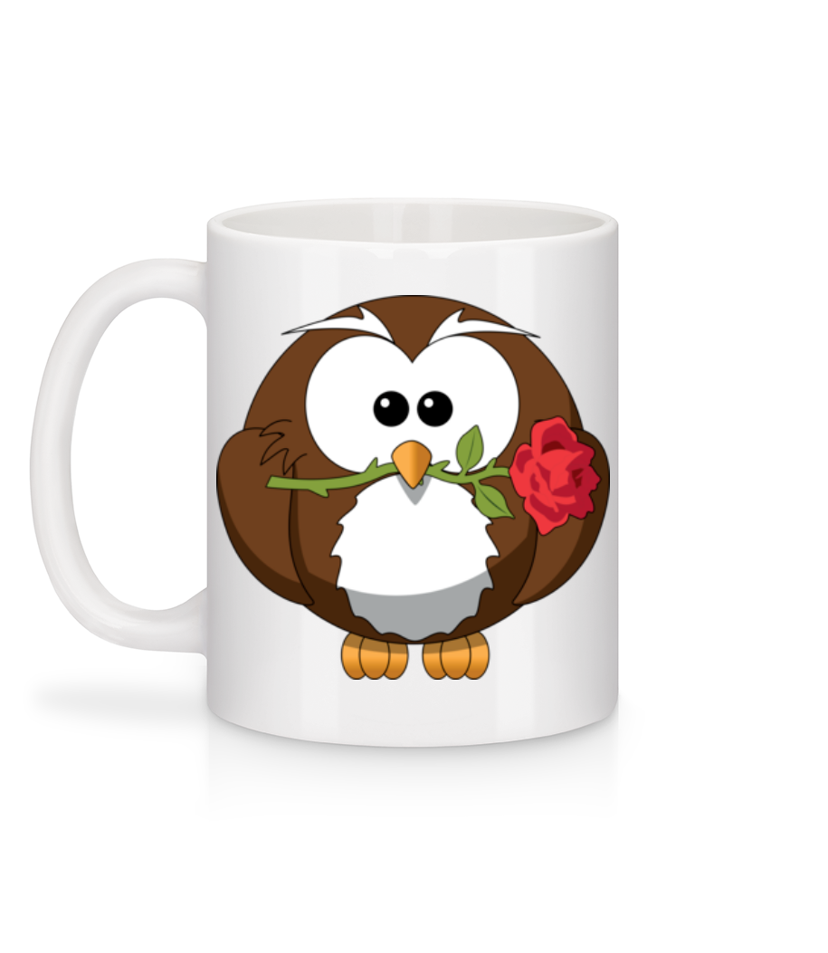 Chouette Saint Valentin - Mug en céramique blanc - Blanc - Derrière
