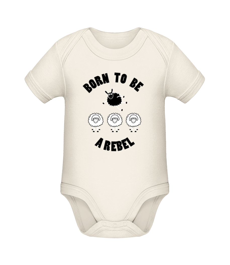 Aperçu: Born To Be A Rebel - Body manches courtes bio - Crème - Devant