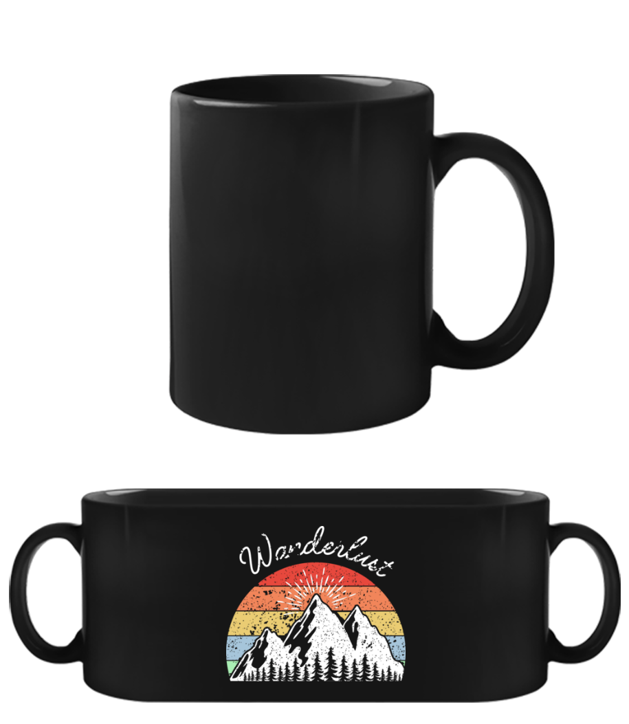 Aperçu: Wanderlust - Tasse Noire - Noir - Devant