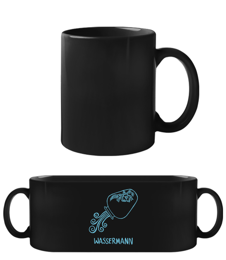Kritzel Stil Sternzeichen Wassermann · Schwarze Tasse
